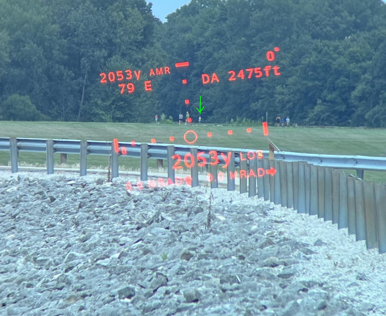 I’m still amazed to have been able to get this range on a person at 2053yds with the first generation 10k binoculars. That is not a reading of the dam or the trees. 