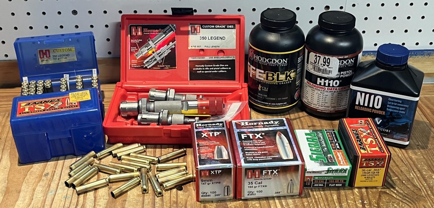 Handloading Supplies for the 350 Legend.