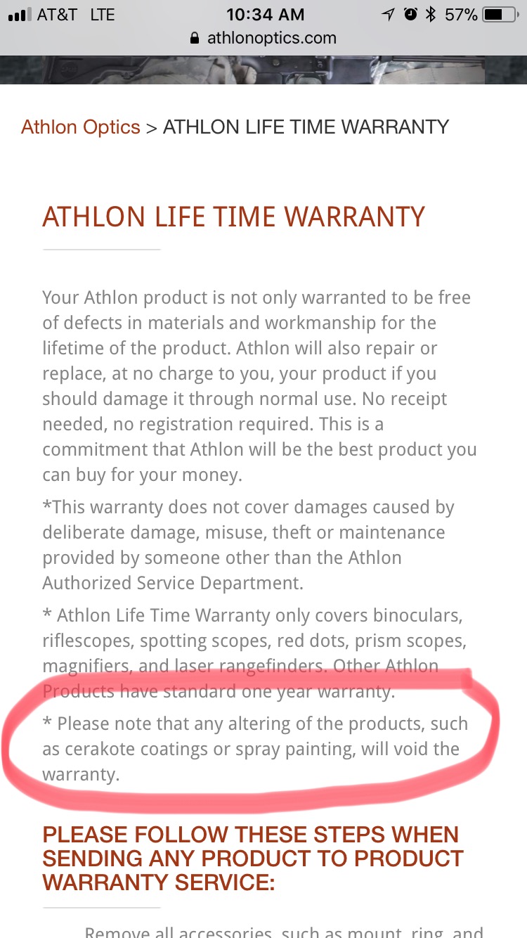 Rifle Scopes Hey Athlon spray paint and your warranty