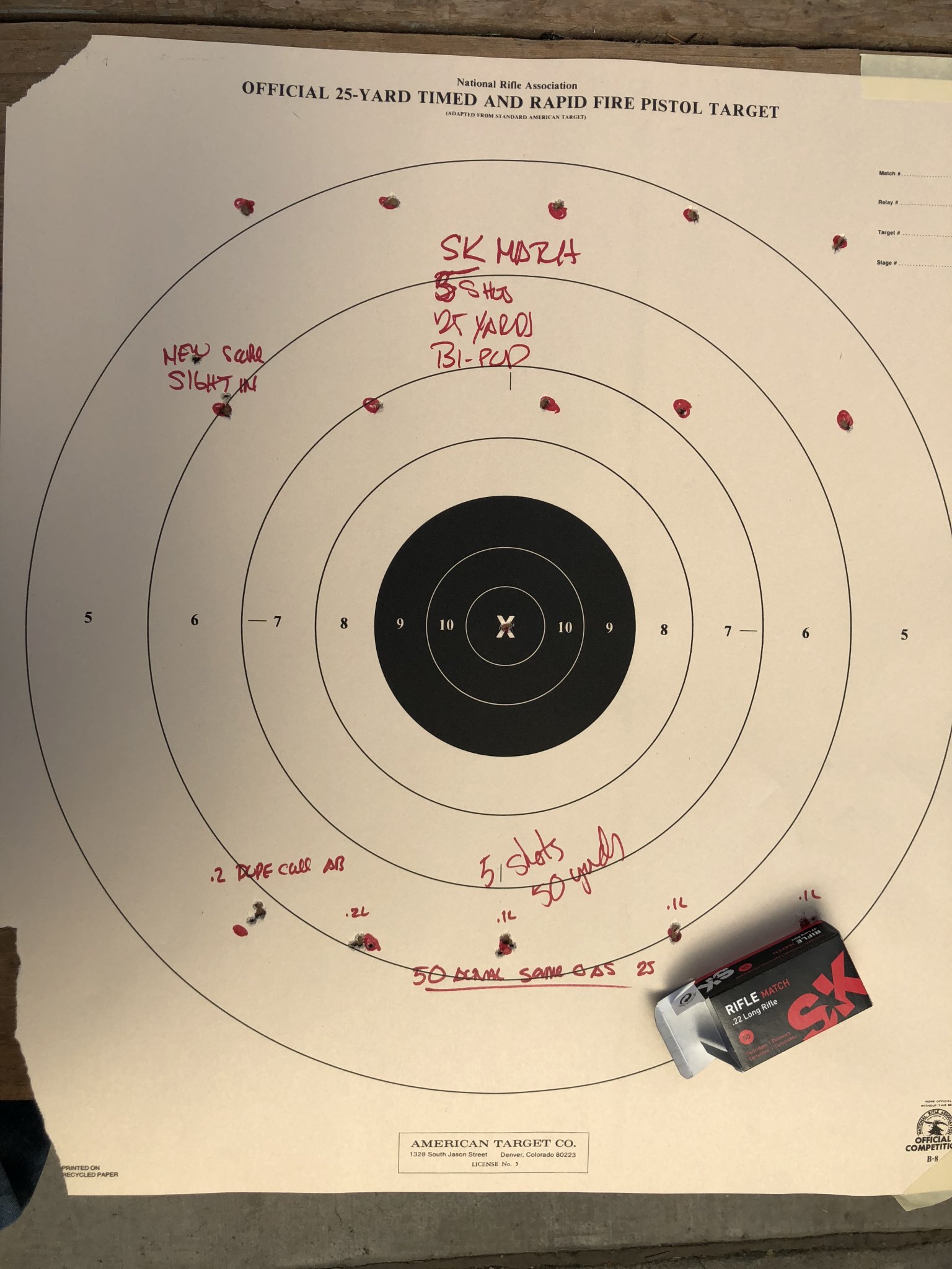 50/50 target I shot today. Ran out of time because I got to the Range late  so I couldn't finish shooting. : r/22lr