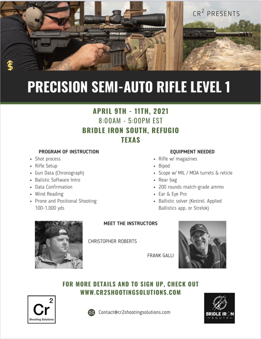 Training Courses - CR2 and Frank Galli present PR1, Texas | Sniper's ...
