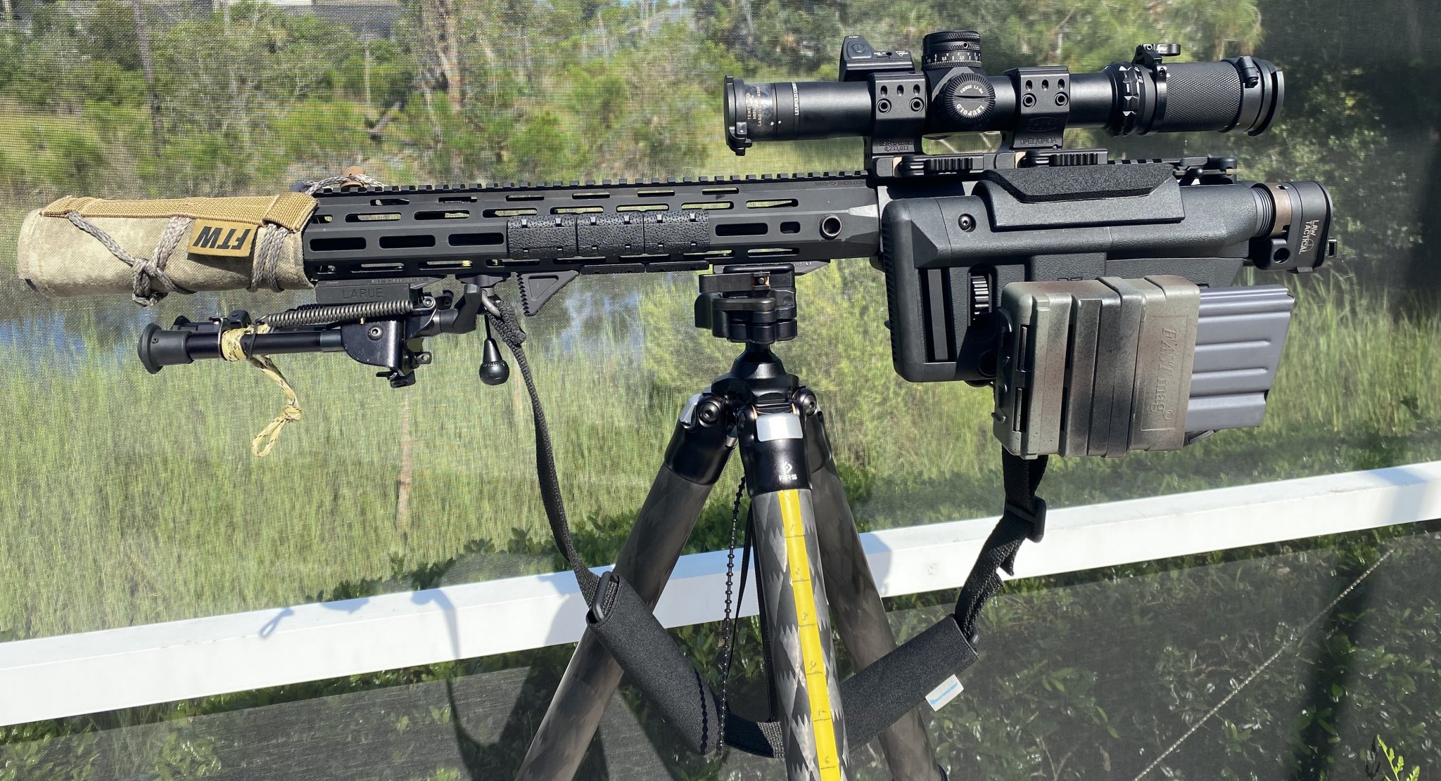 IMG_0167KAC SR-25 WITH SUPPRESSOR BLACK SCOPE & SLING RMR MOUNTED POOLSIDE 07.30.21 CROPPED copy.jpg