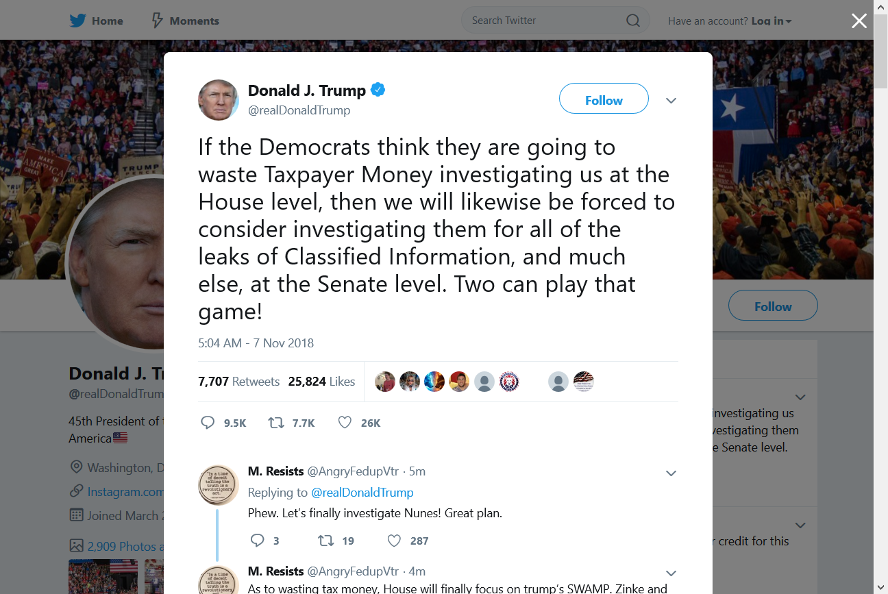 Screenshot_2018-11-07 Donald J Trump on Twitter If the Democrats think they are going to waste...png