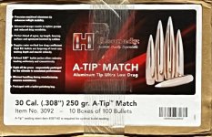 FOR SALE Hornady 30 Cal 250gr A-Tip Bullets.jpeg